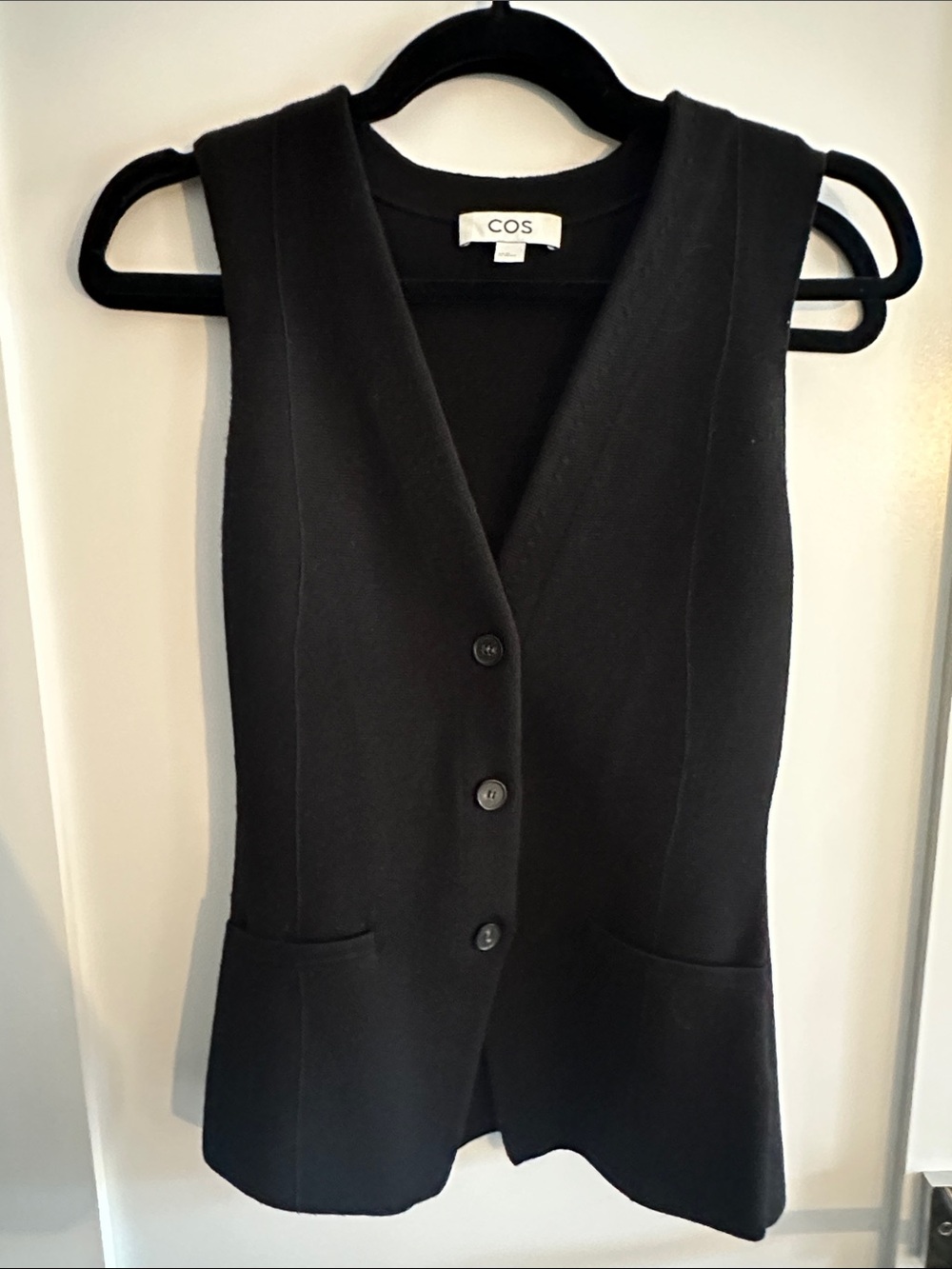 COS Wool Black Sleeveless Buttoned Vest